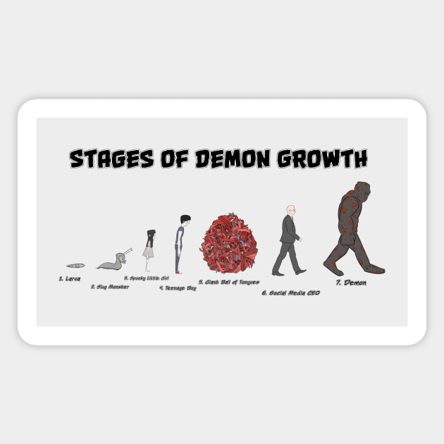 Stages of Demon Growth Sticker by agrajag